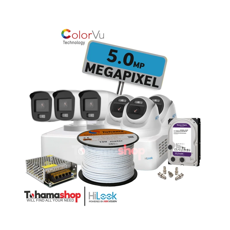عرض 6 كاميرا مراقبة هاى لوك دقة 5 ميجا رؤية ليلية بالألوان