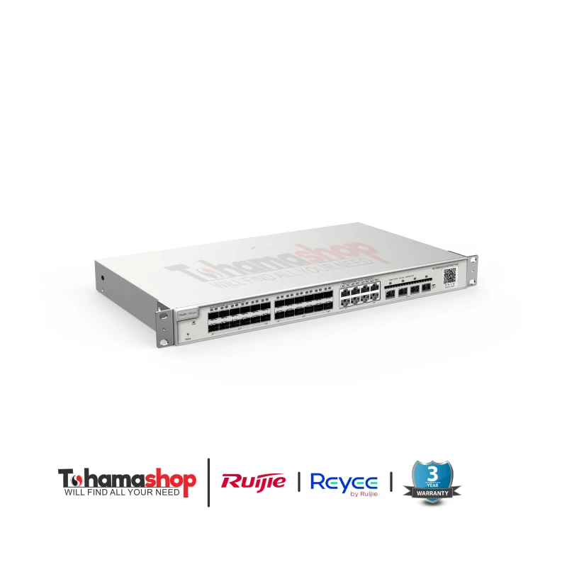 RG-NBS3200-24SFP/8GT4XS, Switch Manage Layer 2+ 24-port SFP Gigabit dengan 8 port RJ45 kombo, 4 Uplin